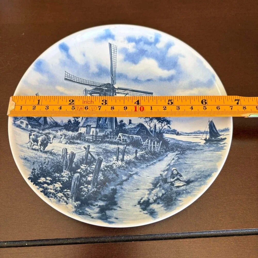Ter Steege Delft Blauw Holland Windmill Scenic Collector Plate 7” Dutch Blue